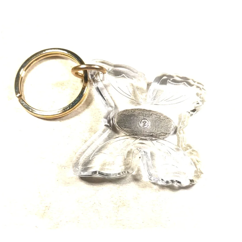 Large Acrylic Butterfly Engraved Marge Name Keychain Gold Tone Cartoon